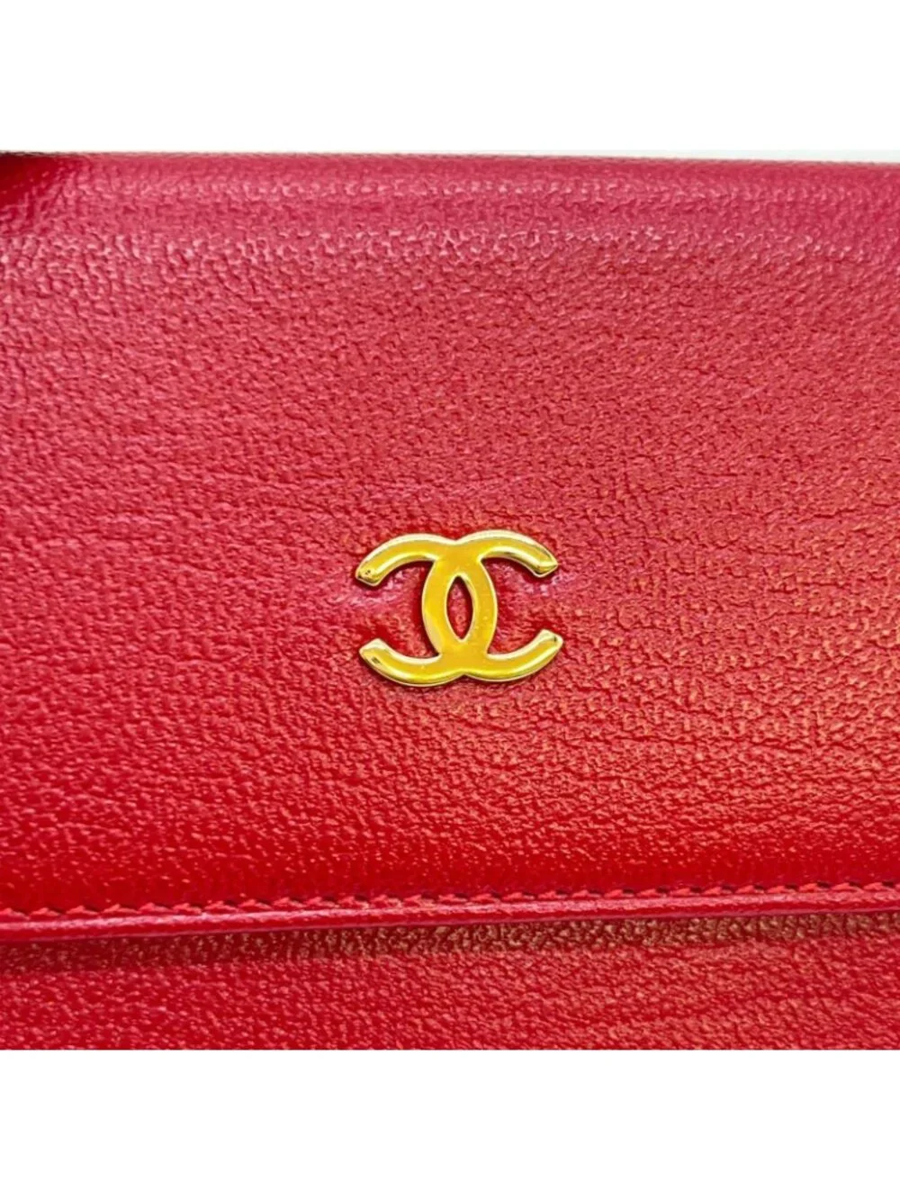 Chanel Card Case Leather Red Included